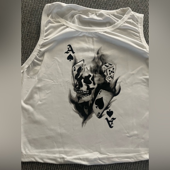 - White Skull Graphic Women's Tank Top - Picture 5 of 5